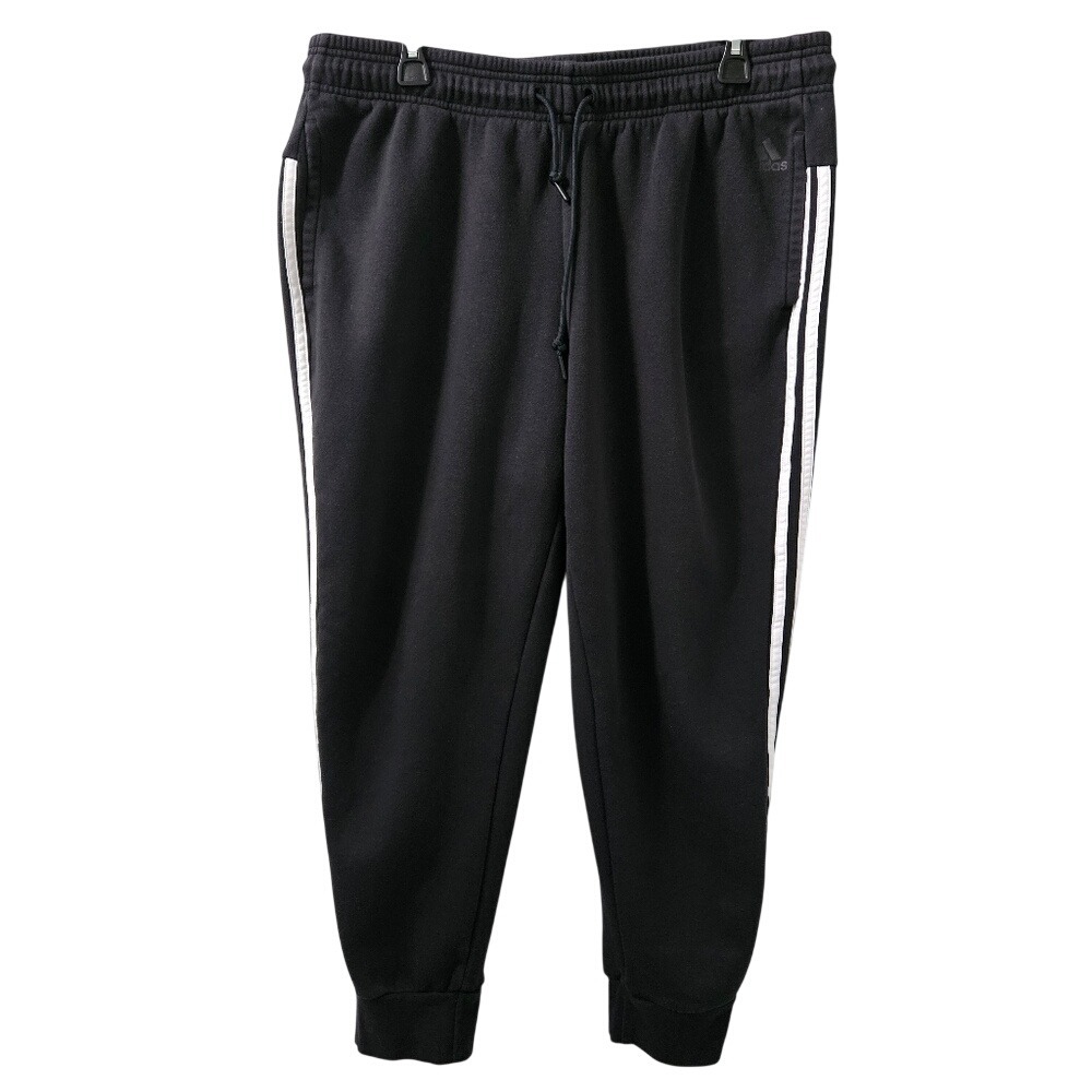 Adidas Fleece Joggers Mens‎ L Black Good 3 Stripe Athletic Sweatpants